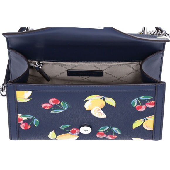 Michael Kors Whitney Medium Flap Shoulder Bag Fruit Print Navy Multi - Picture 7 of 8